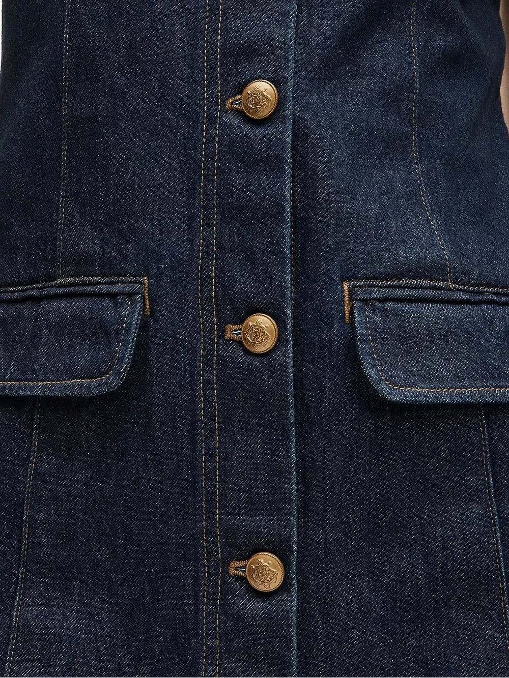 J. Crew Dark Indigo Denim Button-Front Mini Dress - Picture 4 of 4